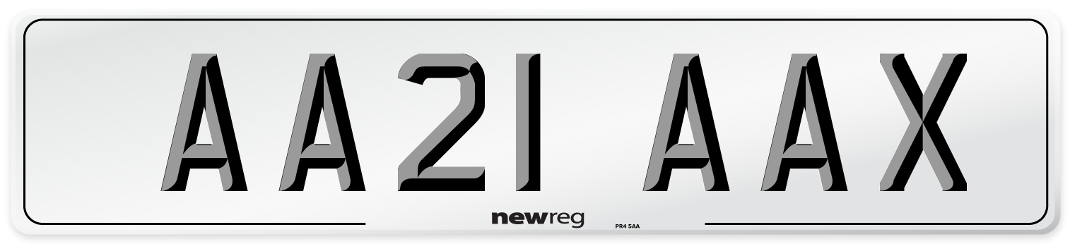 AA21 AAX Front Number Plate