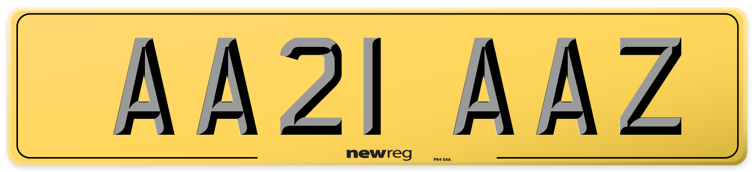 AA21 AAZ Rear Number Plate