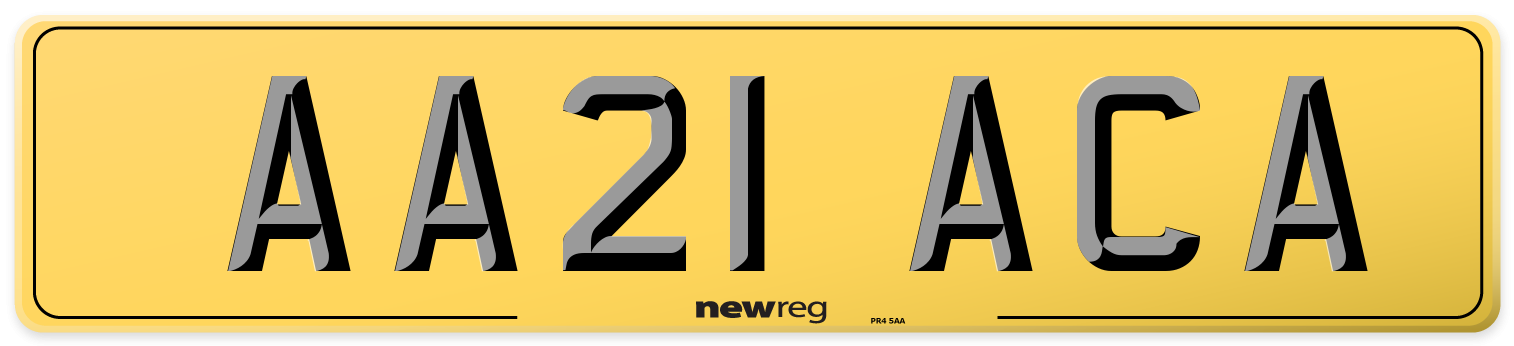AA21 ACA Rear Number Plate