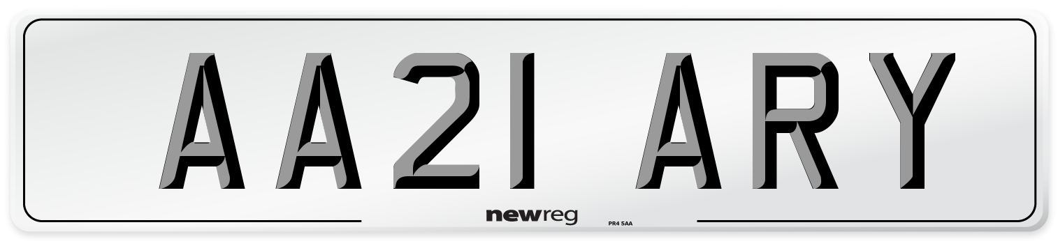 AA21 ARY Front Number Plate