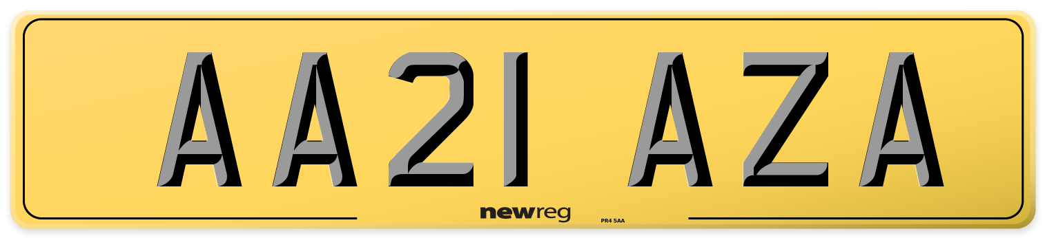 AA21 AZA Rear Number Plate
