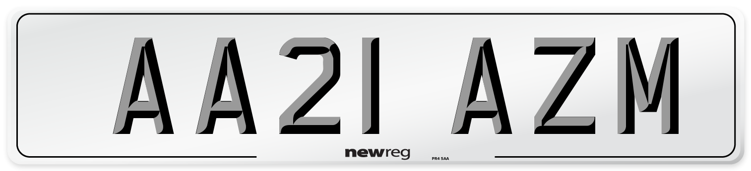 AA21 AZM Front Number Plate