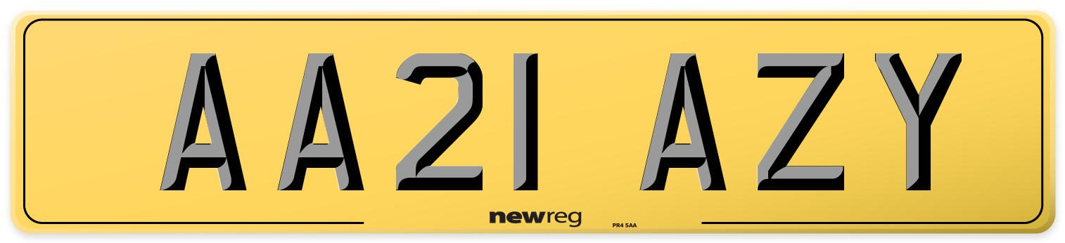 AA21 AZY Rear Number Plate