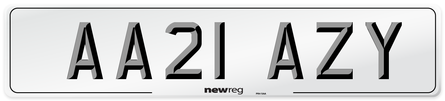 AA21 AZY Front Number Plate