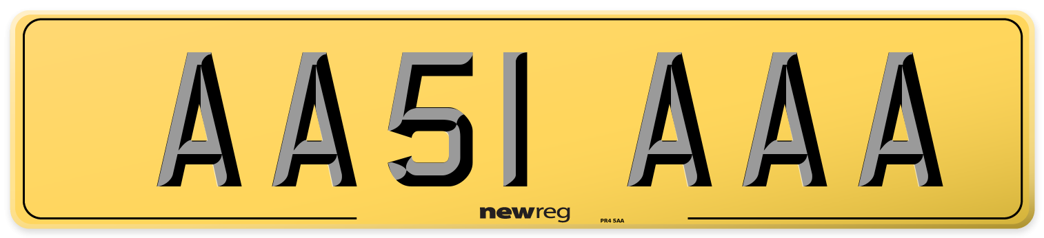 AA51 AAA Rear Number Plate