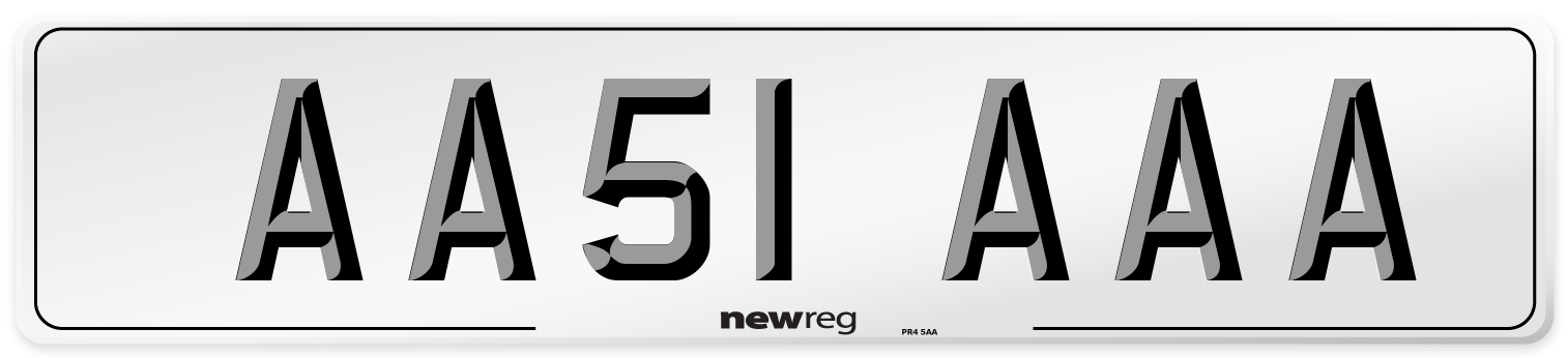 AA51 AAA Front Number Plate