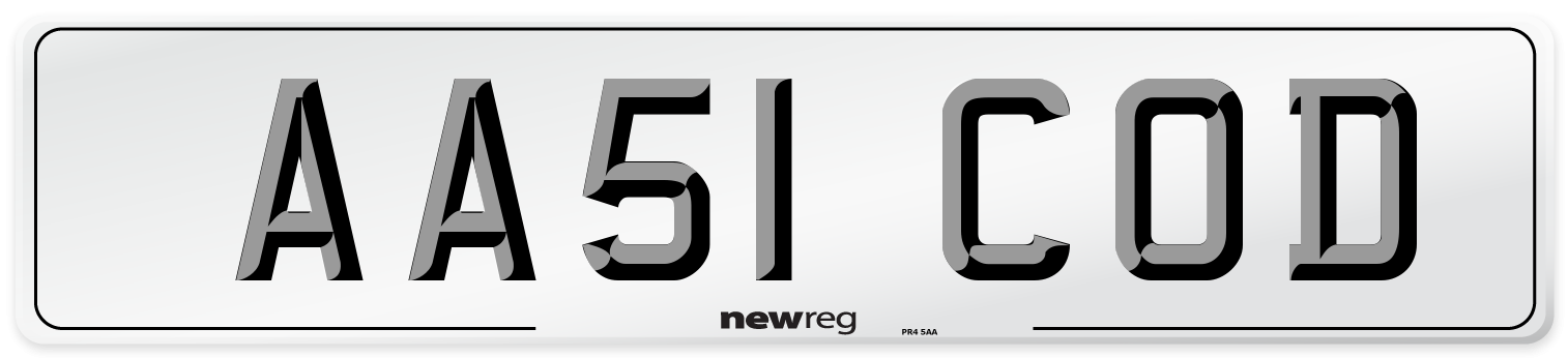 AA51 COD Front Number Plate