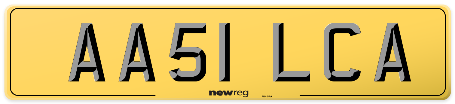 AA51 LCA Rear Number Plate