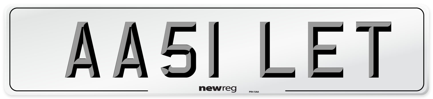 AA51 LET Front Number Plate