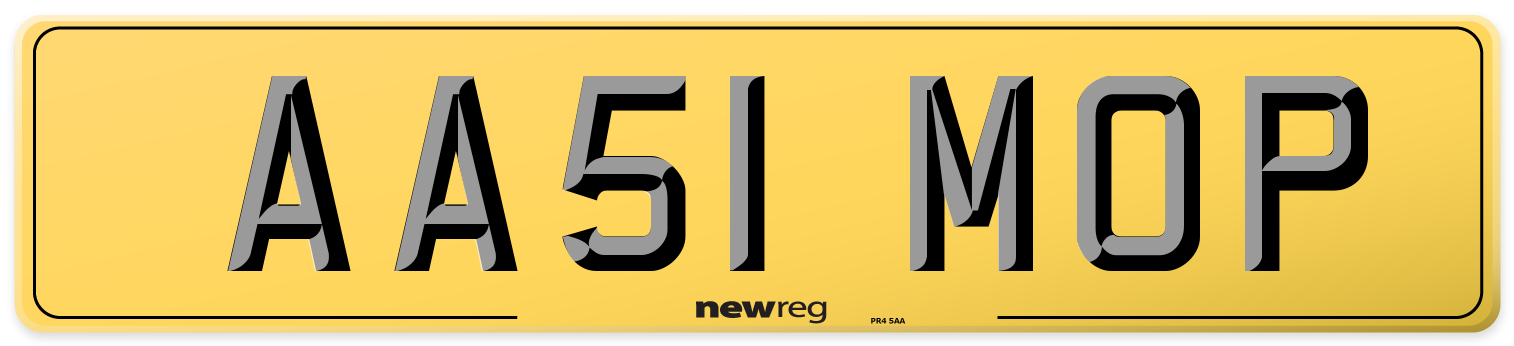 AA51 MOP Rear Number Plate