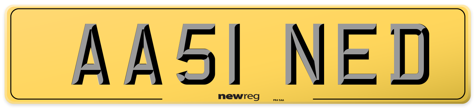 AA51 NED Rear Number Plate