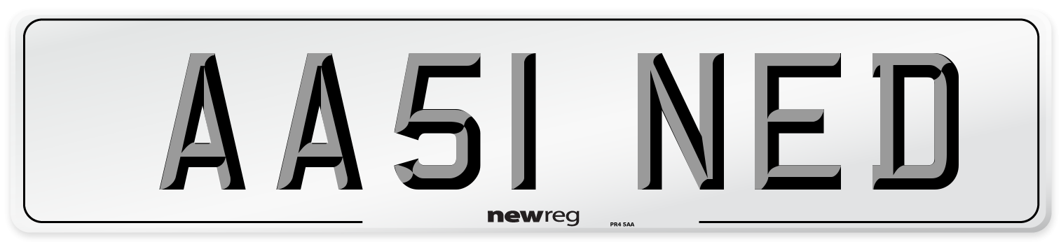 AA51 NED Front Number Plate