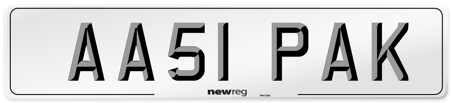AA51 PAK Front Number Plate