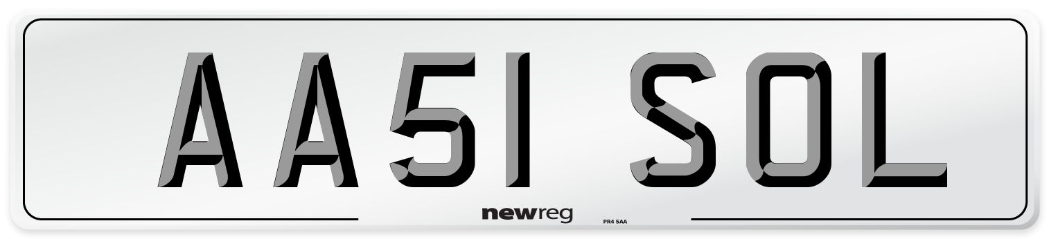 AA51 SOL Front Number Plate