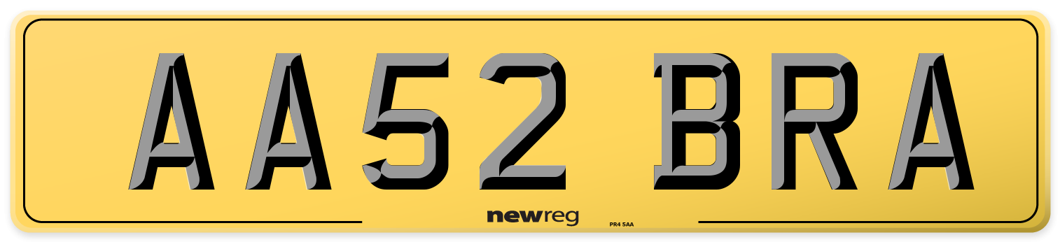 AA52 BRA Rear Number Plate