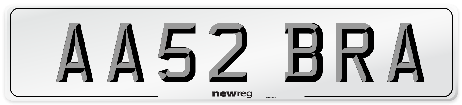 AA52 BRA Front Number Plate