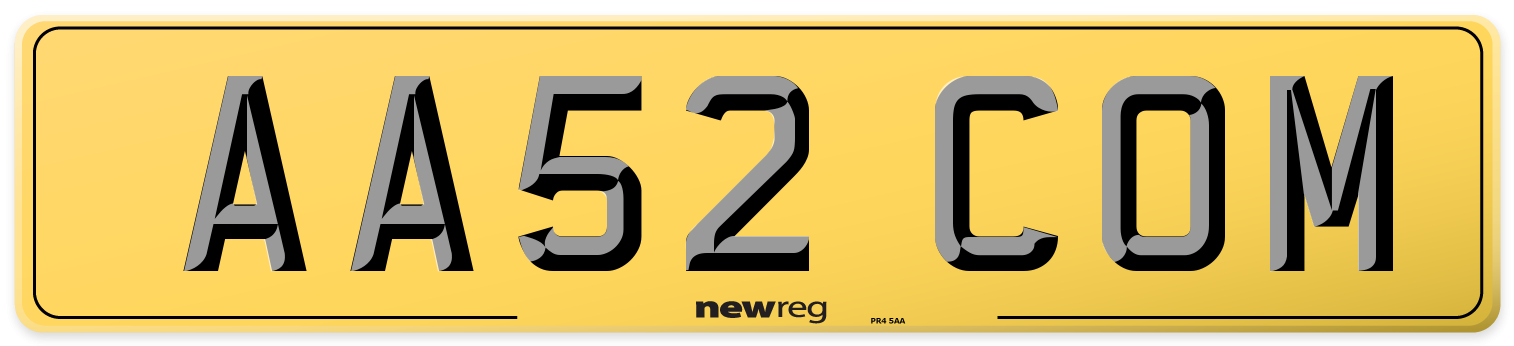 AA52 COM Rear Number Plate