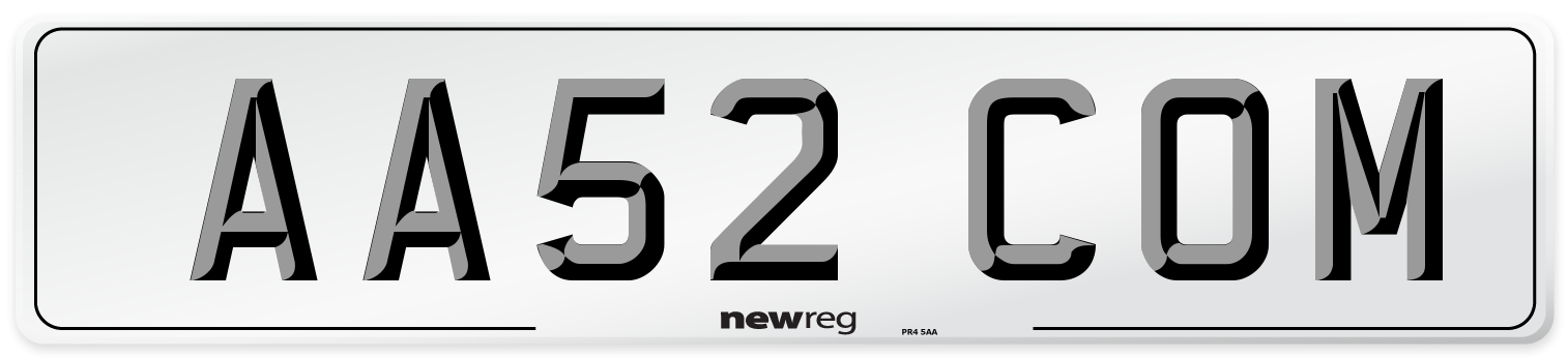 AA52 COM Front Number Plate