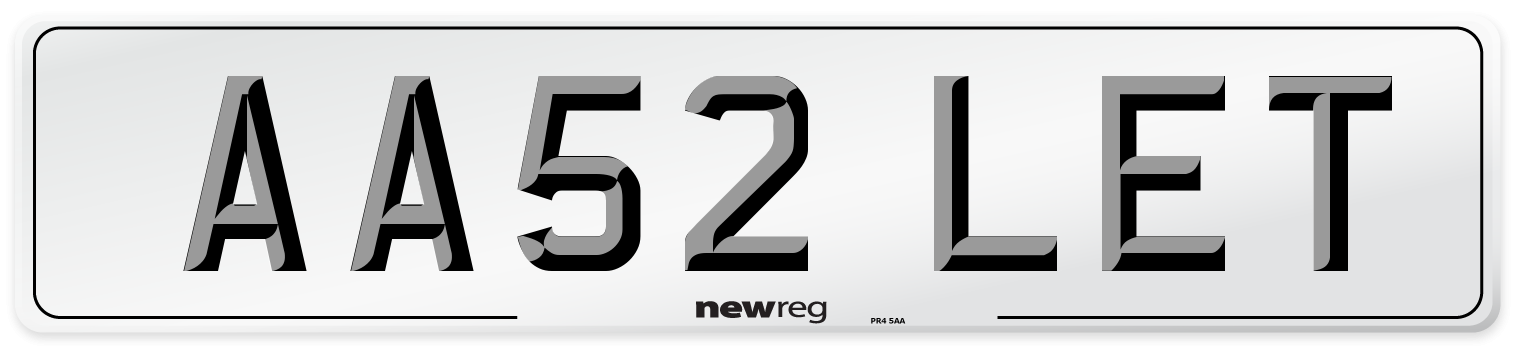AA52 LET Front Number Plate