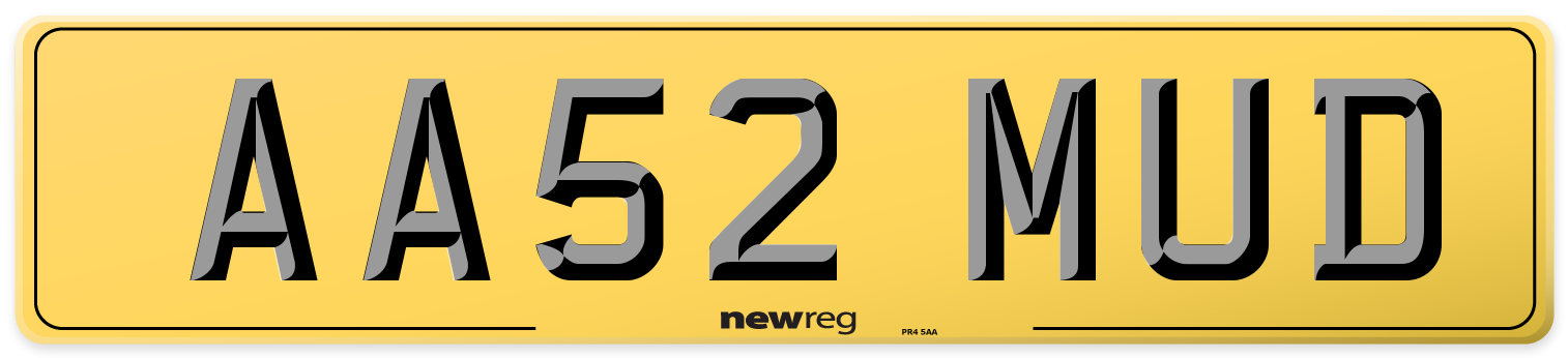 AA52 MUD Rear Number Plate
