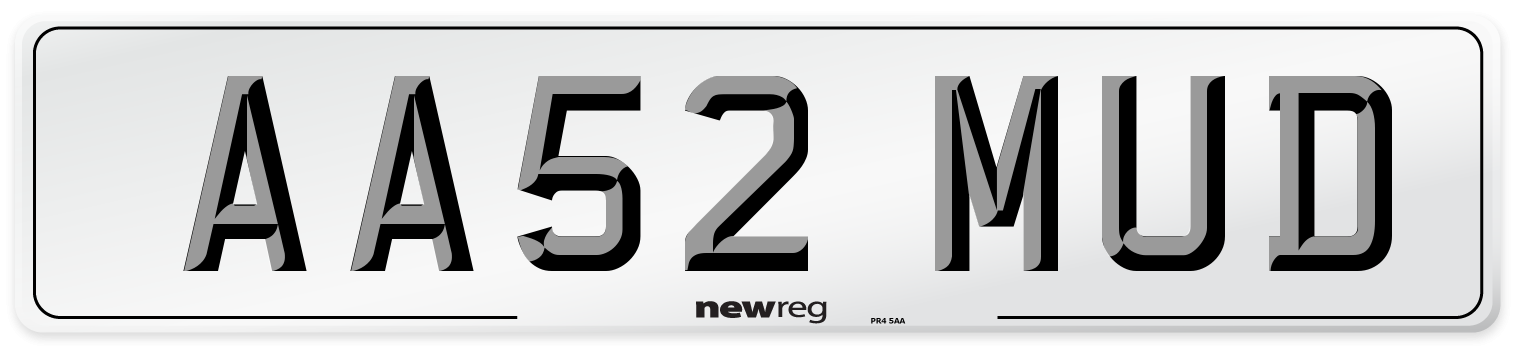 AA52 MUD Front Number Plate