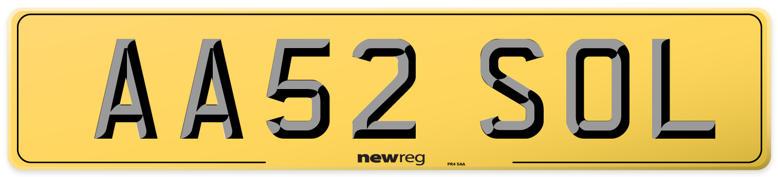 AA52 SOL Rear Number Plate