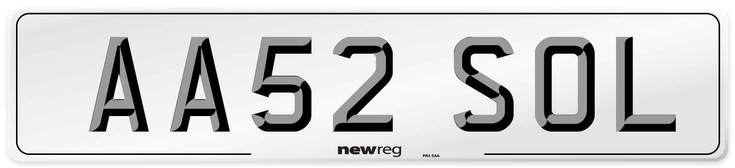 AA52 SOL Front Number Plate