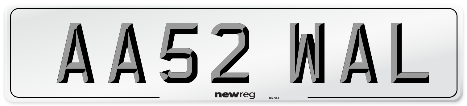 AA52 WAL Front Number Plate