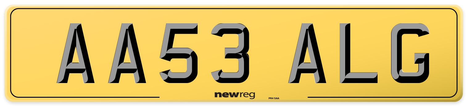 AA53 ALG Rear Number Plate