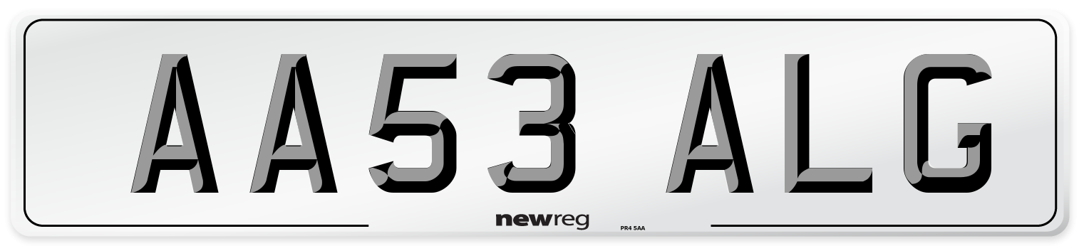 AA53 ALG Front Number Plate