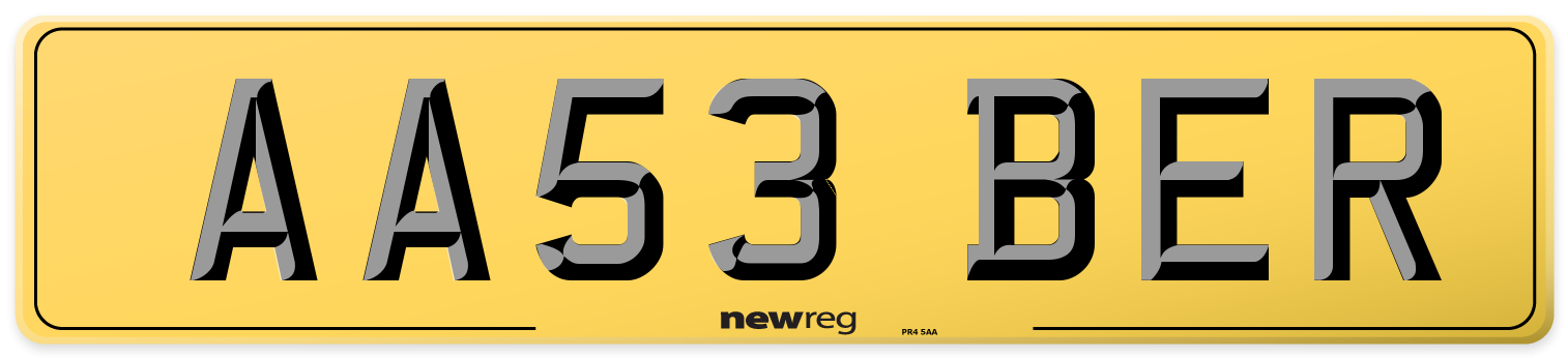 AA53 BER Rear Number Plate