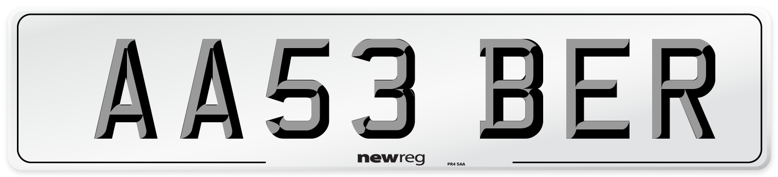 AA53 BER Front Number Plate