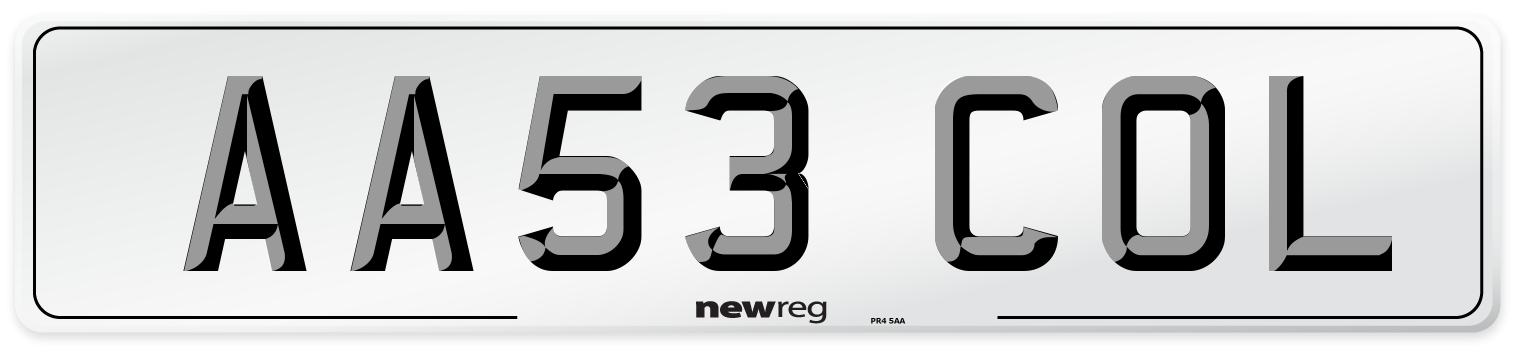 AA53 COL Front Number Plate