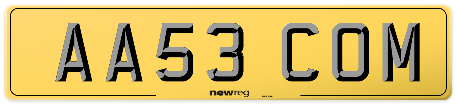 AA53 COM Rear Number Plate