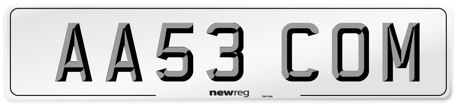 AA53 COM Front Number Plate