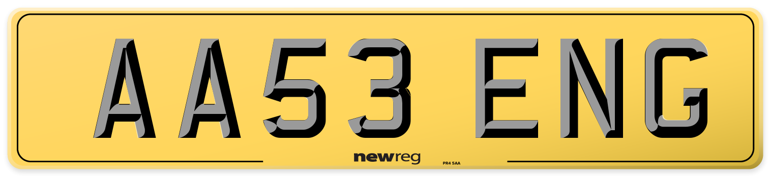 AA53 ENG Rear Number Plate