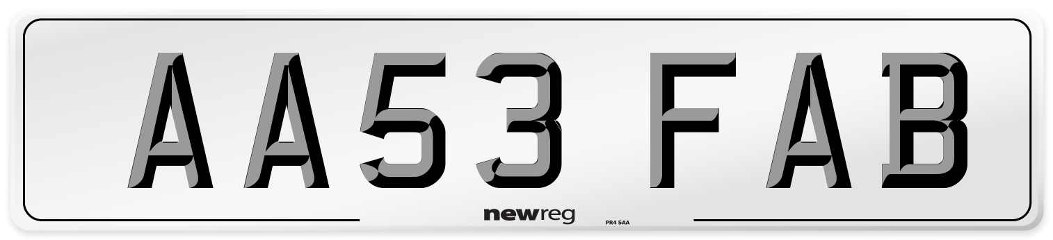 AA53 FAB Front Number Plate