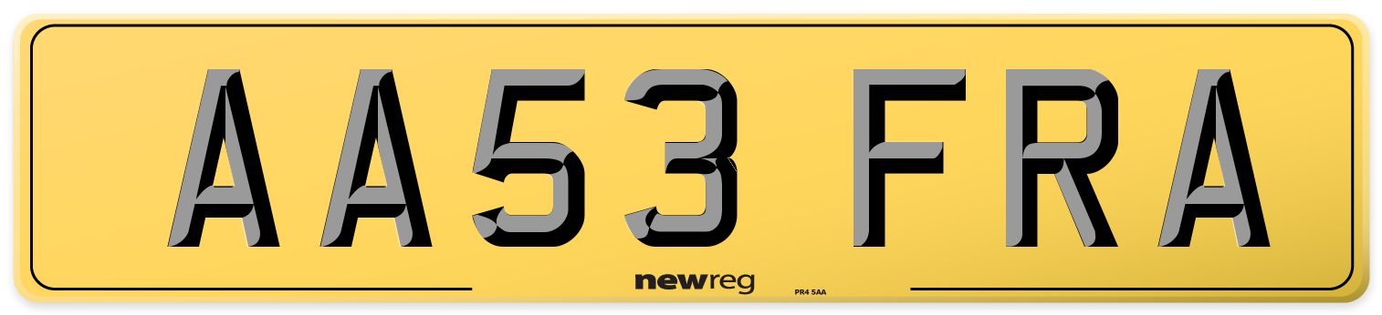 AA53 FRA Rear Number Plate