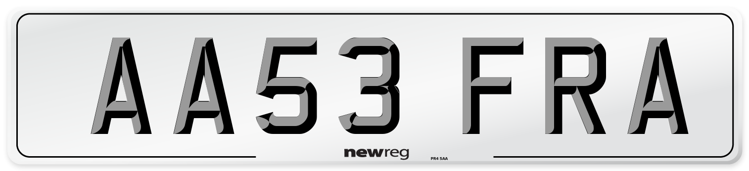 AA53 FRA Front Number Plate