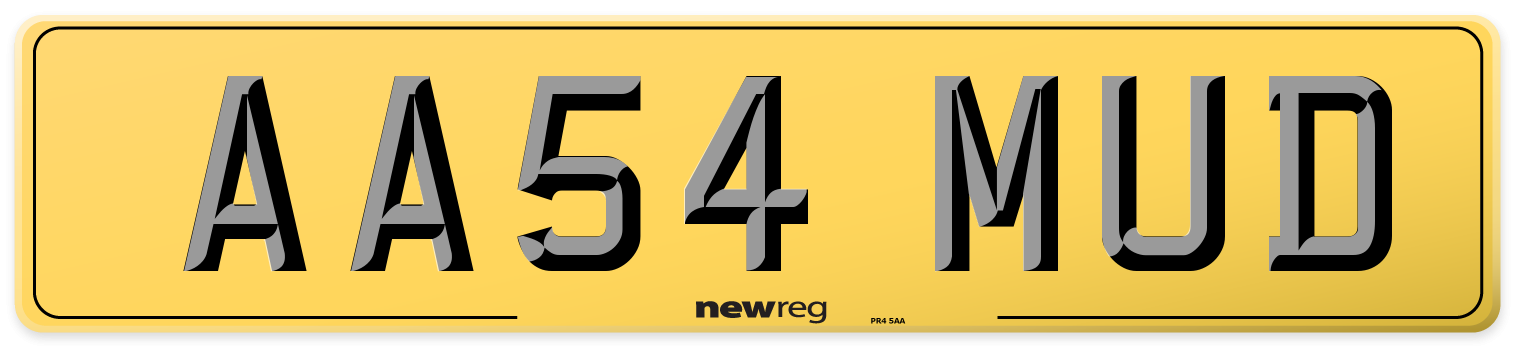AA54 MUD Rear Number Plate