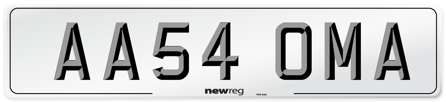 AA54 OMA Front Number Plate