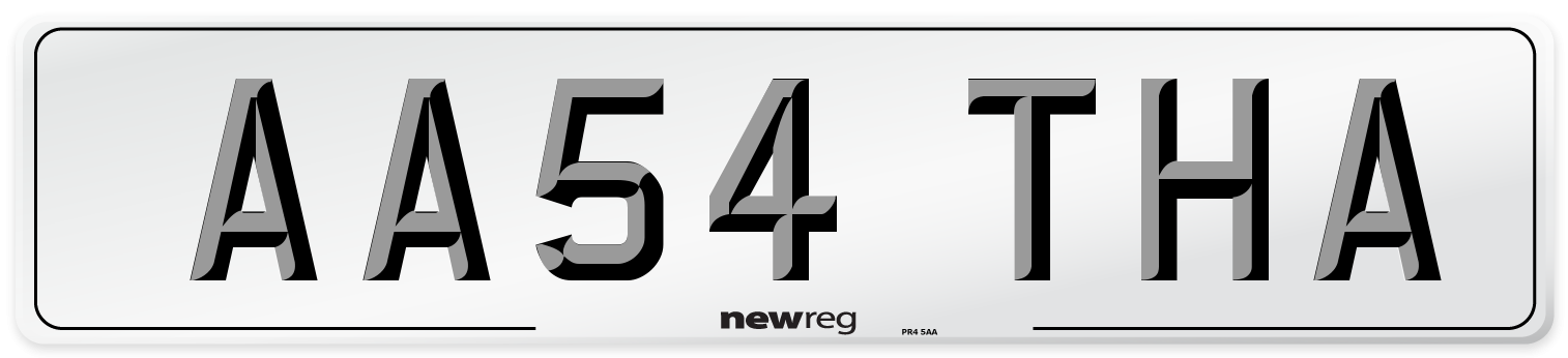 AA54 THA Front Number Plate