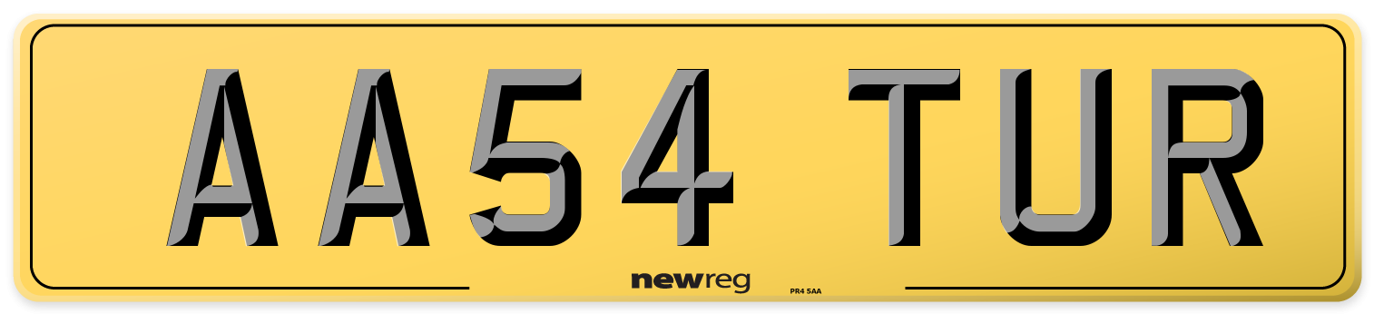 AA54 TUR Rear Number Plate