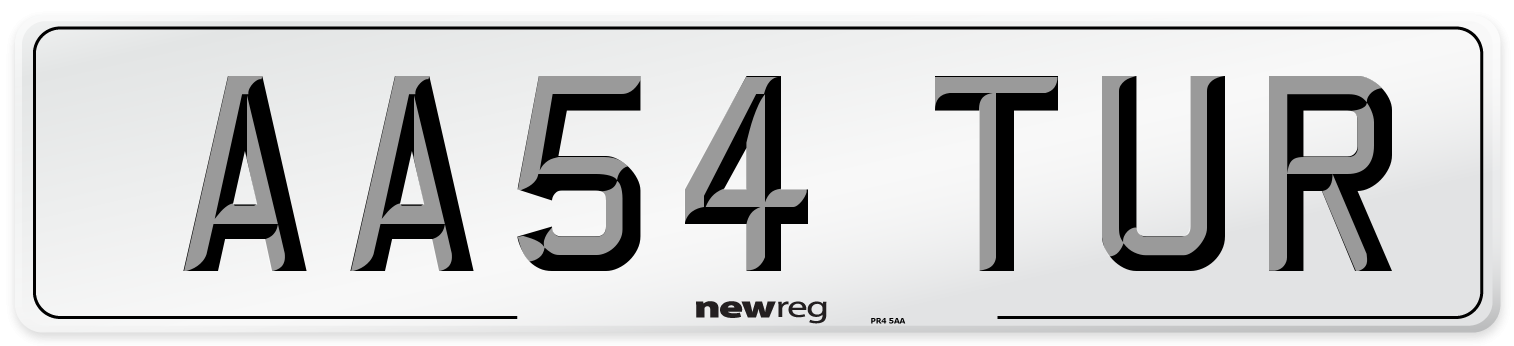 AA54 TUR Front Number Plate