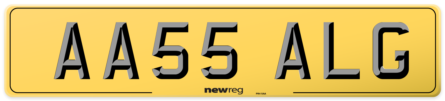 AA55 ALG Rear Number Plate