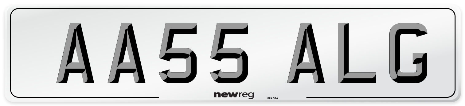 AA55 ALG Front Number Plate