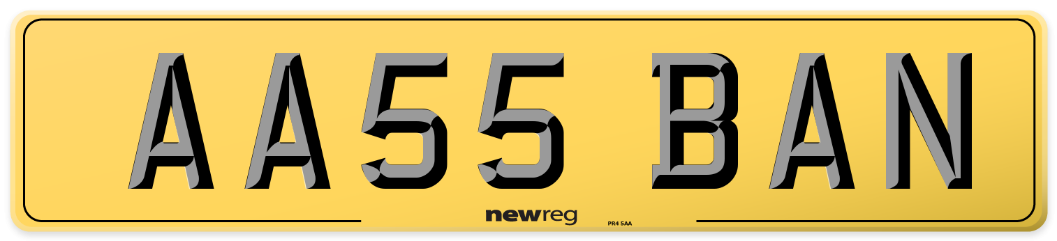 AA55 BAN Rear Number Plate