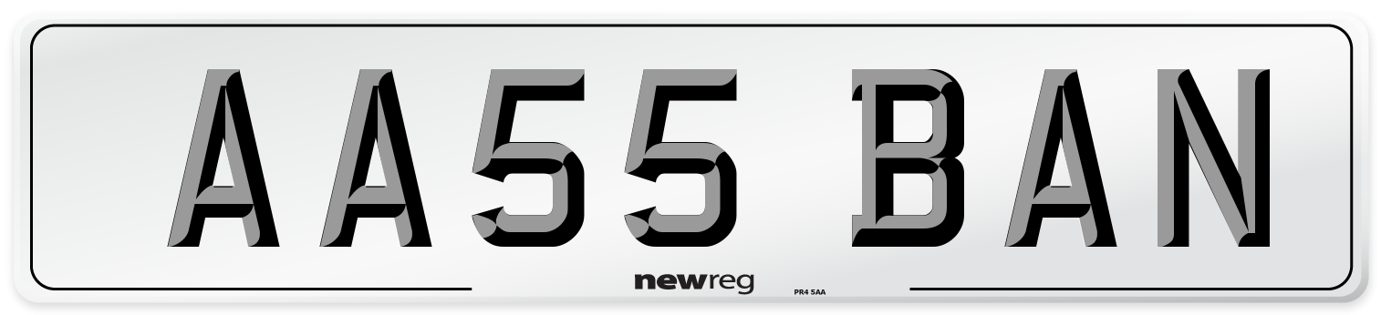 AA55 BAN Front Number Plate