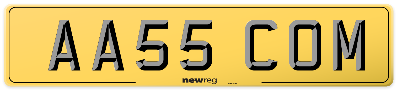 AA55 COM Rear Number Plate