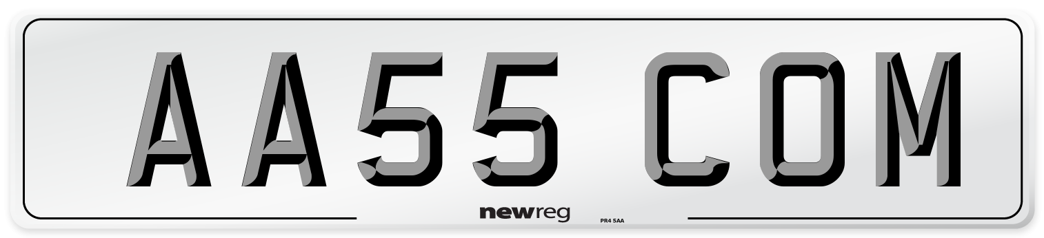AA55 COM Front Number Plate